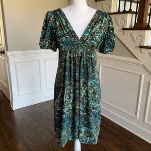Eliza J Green Printed Dress with Pockets